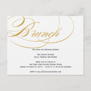 Invitation de brunch au script élégant - Or