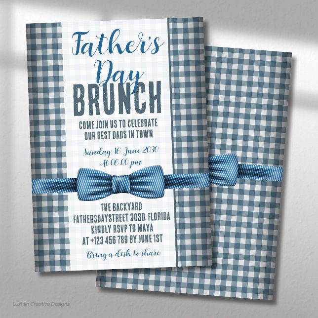 Invitation de brunch avec nœud papillon bleu pour  (Créateur téléchargé)