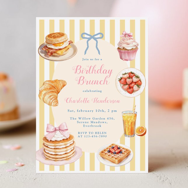 Invitation de brunch d'anniversaire coquette (Créateur téléchargé)