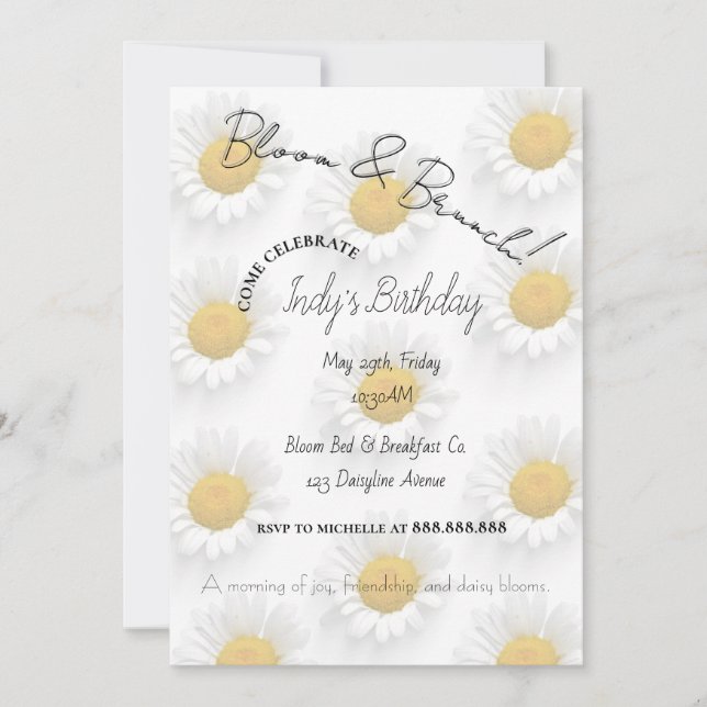 Invitation de brunch d'anniversaire Daisy (Devant)