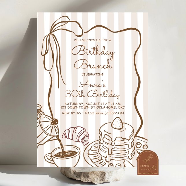 Invitation de brunch d'anniversaire fantaisiste po (Créateur téléchargé)