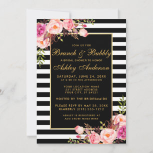 Invitation de Brunch de Fête des mariées rose rayé