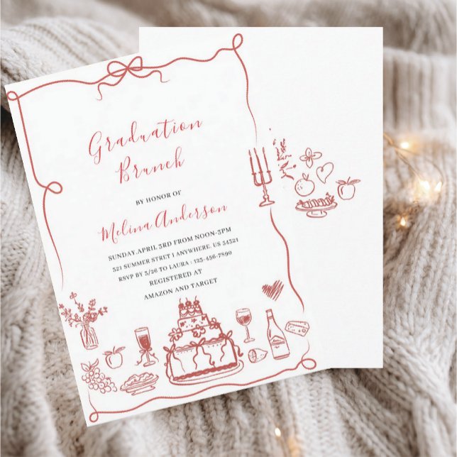 Invitation de brunch de graduation de fleur sauvag (Créateur téléchargé)