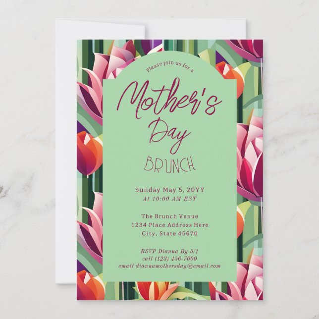 Invitation de brunch de la fête des mères à motif  (Devant)