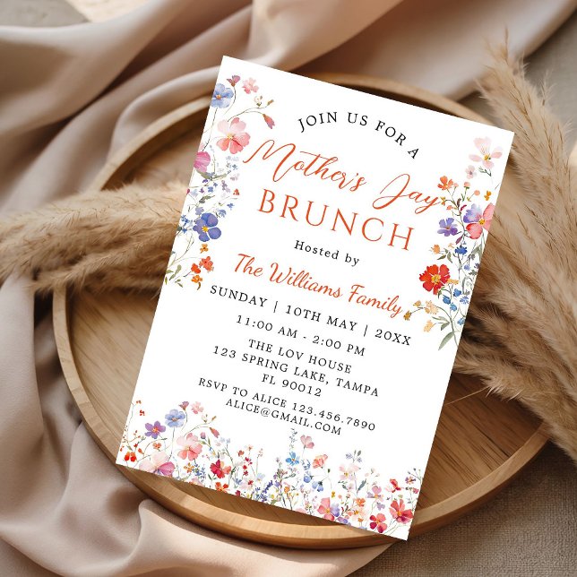 Invitation de brunch de la fête des mères aux fleu (Colorful Wildflower mother's day brunch Invitation)