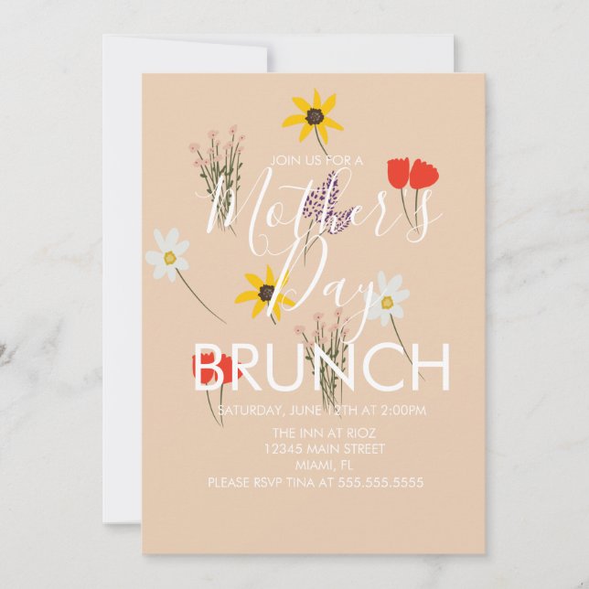 Invitation de brunch de la fête des mères avec fle (Devant)