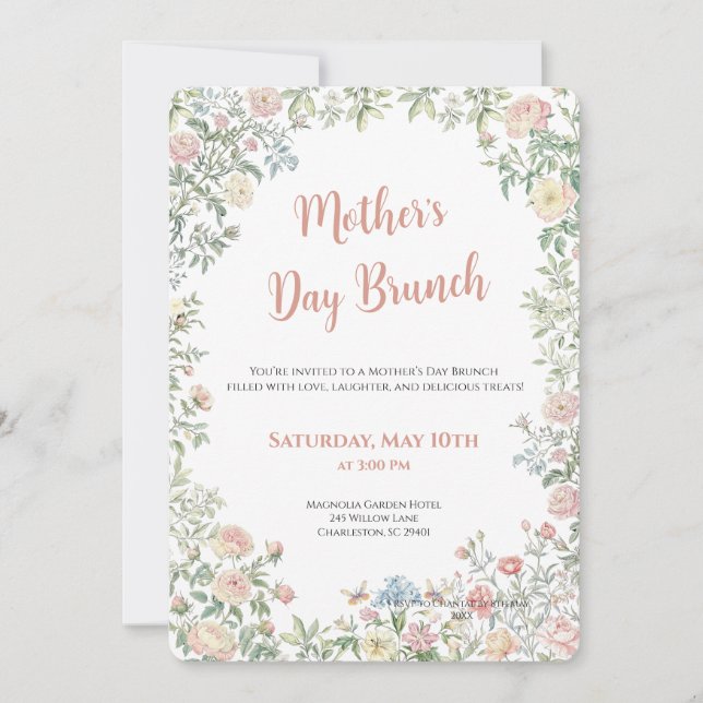 Invitation de brunch de la fête des mères Floral (Devant)