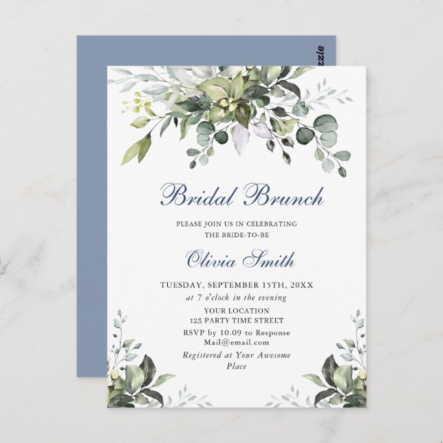 Invitation de brunch de mariage à l'aquarelle d'eu (Devant / Derrière)