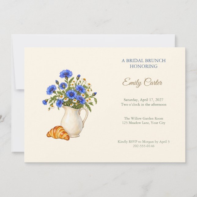 Invitation de brunch de mariage au Bleuet (Devant)