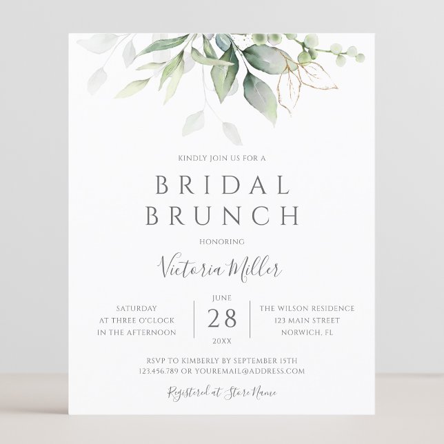 Invitation de brunch de mariage avec eucalyptus éc (Créateur téléchargé)