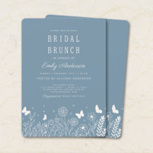 Invitation de brunch de mariage Cottagecore bleu p