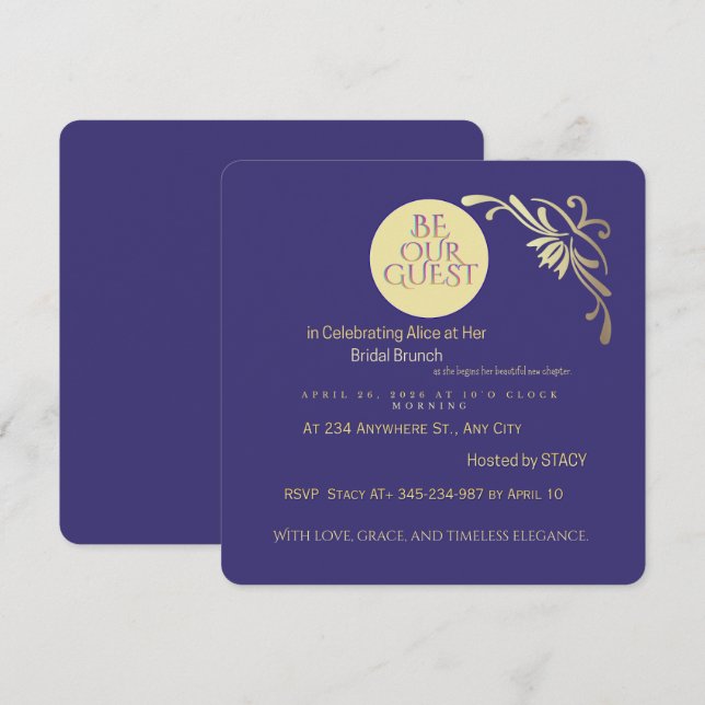Invitation de brunch de mariage de luxe | Grue élé (Devant / Derrière)
