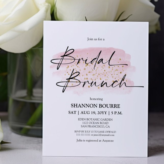 Invitation de brunch de mariage élégant rose doré  (Créateur téléchargé)