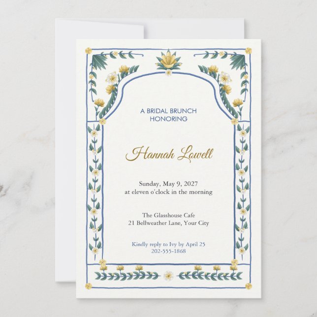 Invitation de brunch de mariage en faïence carillo (Devant)