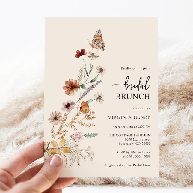 Invitation de brunch de mariage floral (Boho Wildflower Floral Bridal Brunch Invitation by Painted Paperie
)