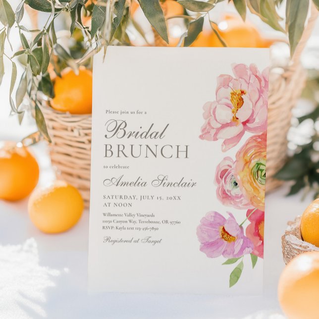 Invitation de brunch de mariage floral aquarelle l (Créateur téléchargé)