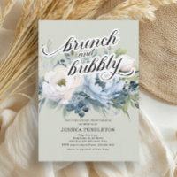 Invitation de brunch de mariage pétillante bleu po