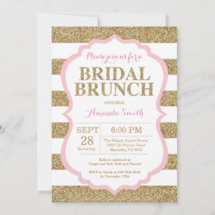 Invitation de brunch de mariage rose et or avec pa