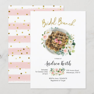 Invitation de brunch de mariage rose floral