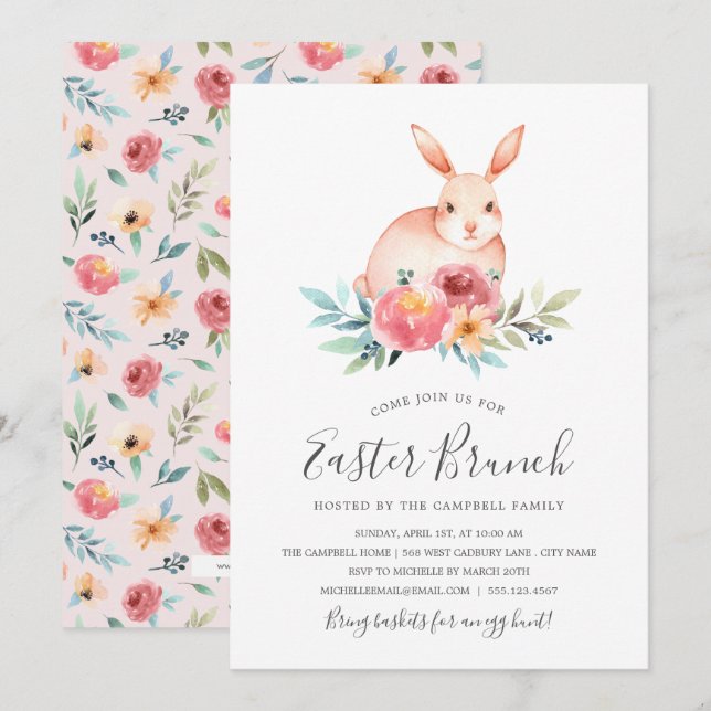 Invitation de Brunch de Pâques (Devant / Derrière)