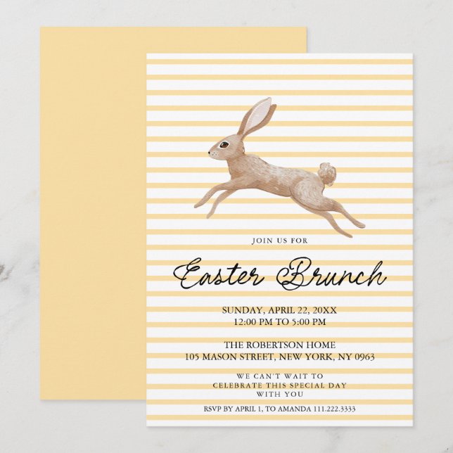 Invitation de Brunch de Pâques avec lapin Vintage (Devant / Derrière)