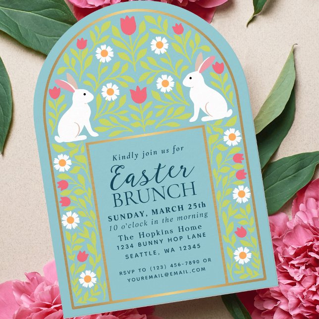 Invitation de brunch de Pâques en art folklorique  (Créateur téléchargé)