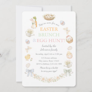 Invitation de brunch de Pâques et chasse aux œufs