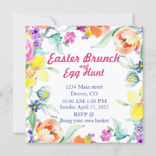 Invitation de brunch de Pâques et chasse aux oeufs