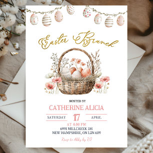 Invitation de brunch de Pâques florale bohème