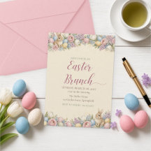 Invitation de brunch de Pâques lapin oeuf aquarell