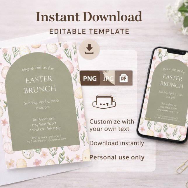 Invitation de brunch de Pâques modifiable en téléc (Créateur téléchargé)