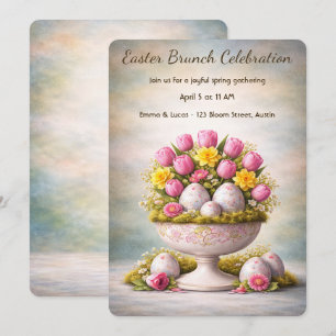 Invitation de brunch de Pâques Tulipes Floral Prin