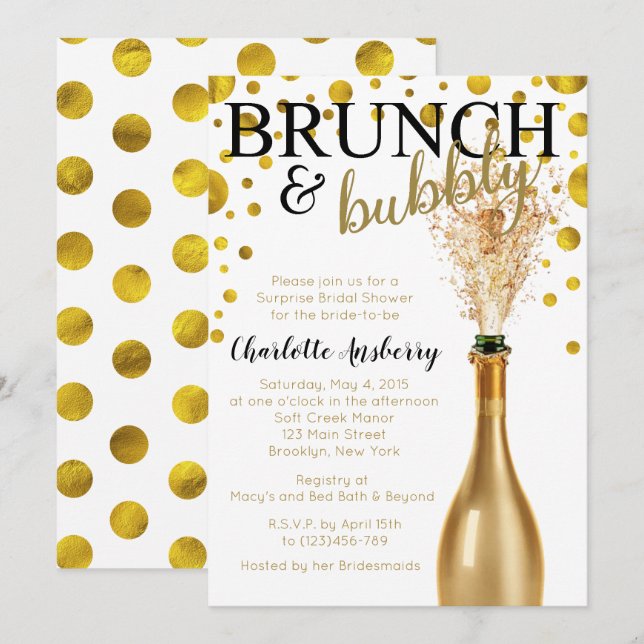 Invitation de Brunch et de Bubbly (Devant / Derrière)