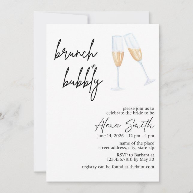 Invitation de Brunch et de Bubbly (Devant)