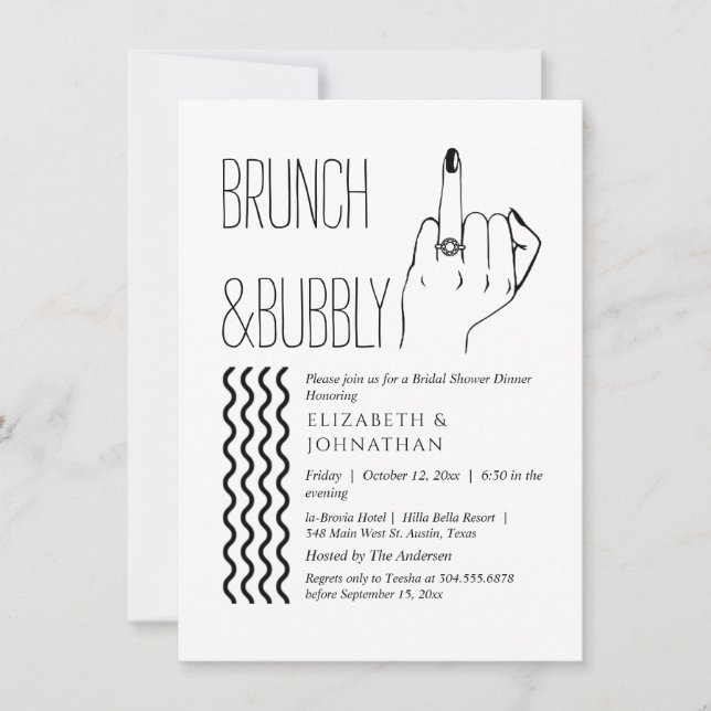 Invitation de brunch et de bulles avec un script t (Devant)