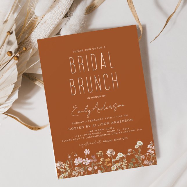 Invitation de Brunch Fleur sauvage orange brûlé (Créateur téléchargé)