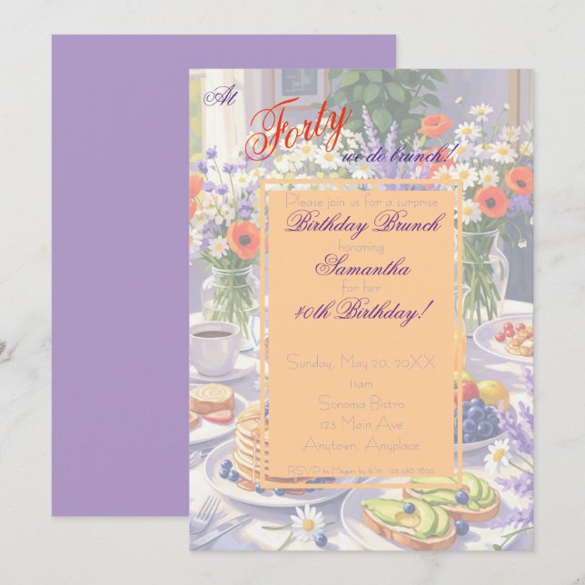 Invitation de Brunch Floral (Devant / Derrière)