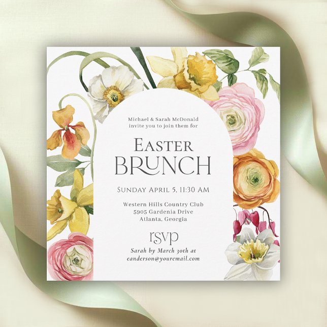 Invitation de brunch floral de jardin de printemps (Créateur téléchargé)