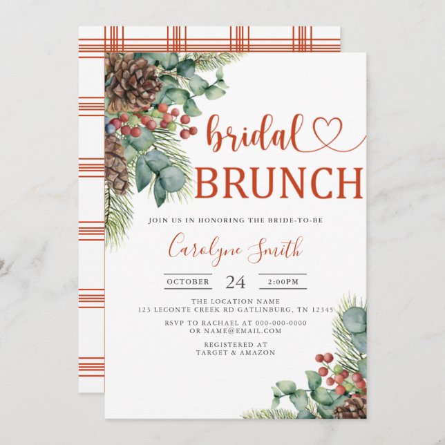 Invitation de Brunch nuptial de Noël (Devant / Derrière)