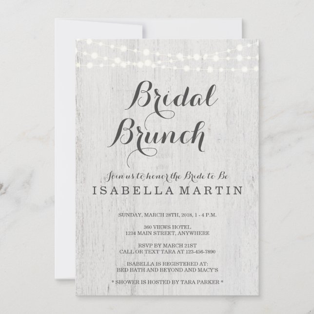 Invitation de Brunch nuptial - Mariage rustique (Devant)