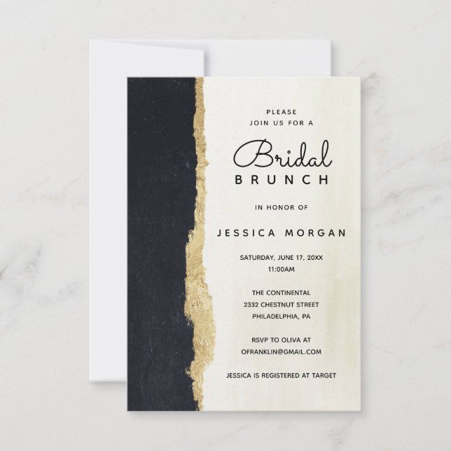 Invitation de Brunch nuptiale d'aquarelle moderne (Devant)