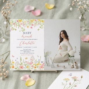 Invitation de brunch pour baby shower dans un jard