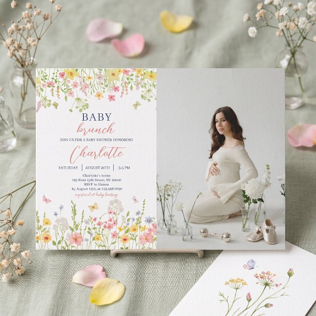 Invitation de brunch pour baby shower dans un jard (Créateur téléchargé)