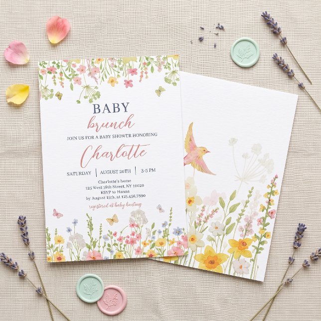 Invitation de brunch pour baby shower dans un jard (Créateur téléchargé)