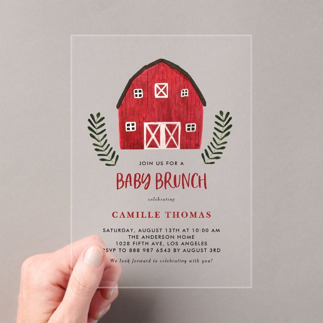 Invitation de brunch pour bébé à la ferme avec gra (In situ (ordinateur de poche))