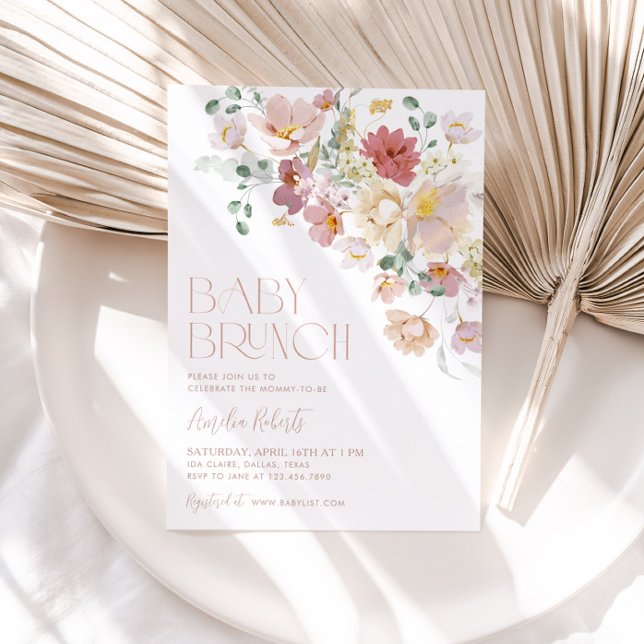 Invitation de brunch pour bébé floral (Créateur téléchargé)