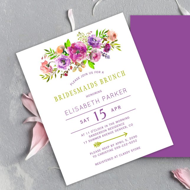 Invitation de brunch pour femme d'honneur à fleurs (Créateur téléchargé)
