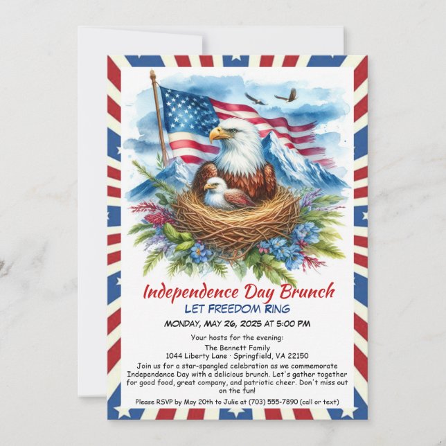 Invitation de Brunch pour la fête de l'Indépendanc (Devant)