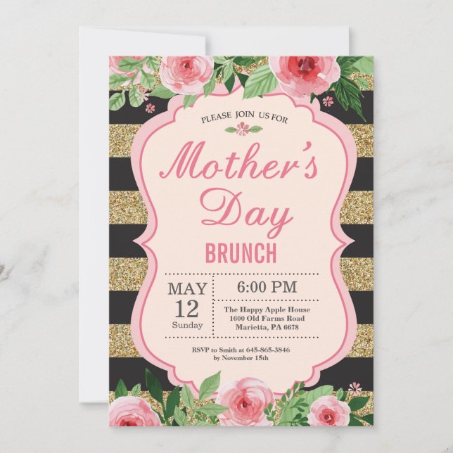 Invitation de brunch pour la fête des mères aquare (Devant)