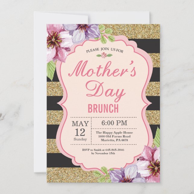 Invitation de brunch pour la fête des mères aquare (Devant)